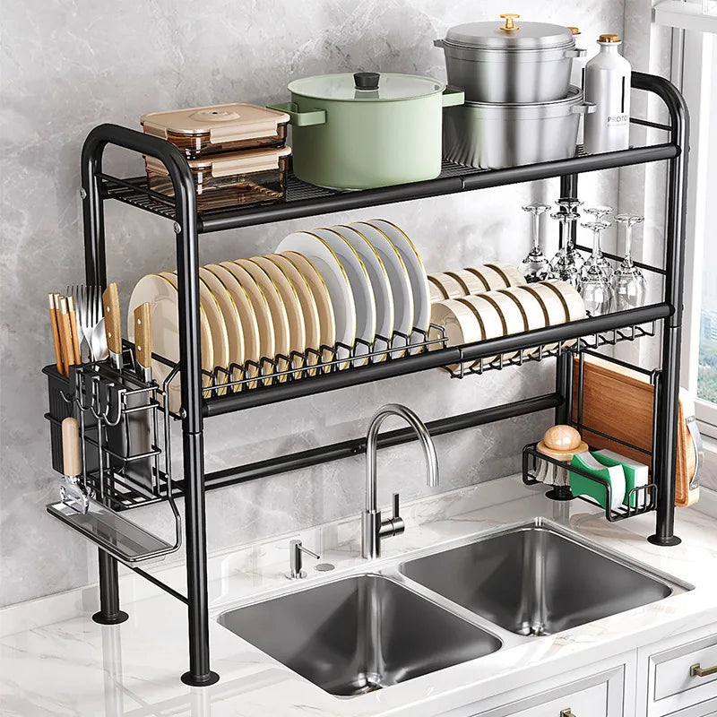 Kitchen Storage Shelf Over The Sink Dish Drying Rack Counter Dish Drying Rack Utensil Chopsticks Storage Cutting Board Organizer