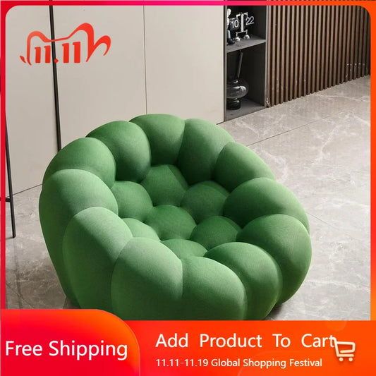 Modern Lazy Floor Sofa, Upholstered Comfy Singe Sofa Lounge Chair, Bubble Bean Bag Couch Chair with 3D Textile Material