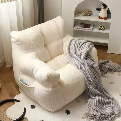 Mini Lamb Wool Cute Sofa Cotton and Linen Lazy Sofa Chair for Children's Room Furniture Removable and Washable Couch Fabric