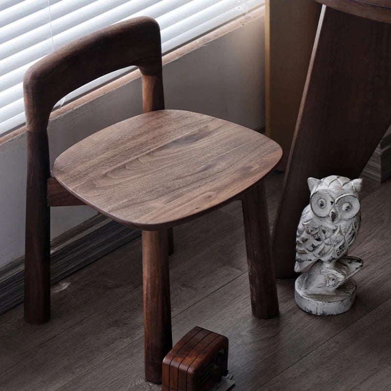 Taburete pequeño de nogal negro de América del Norte, silla para niños, cambiador de zapatos, silla de comedor de madera maciza, muebles de cocina, comedor para el hogar