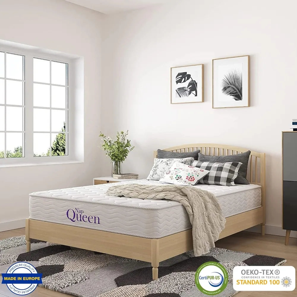 NapQueen - Colchón de muelles internos para niños de 6 pulgadas, tamaño individual, firmeza media, soporte de alivio, cama en una caja, color blanco