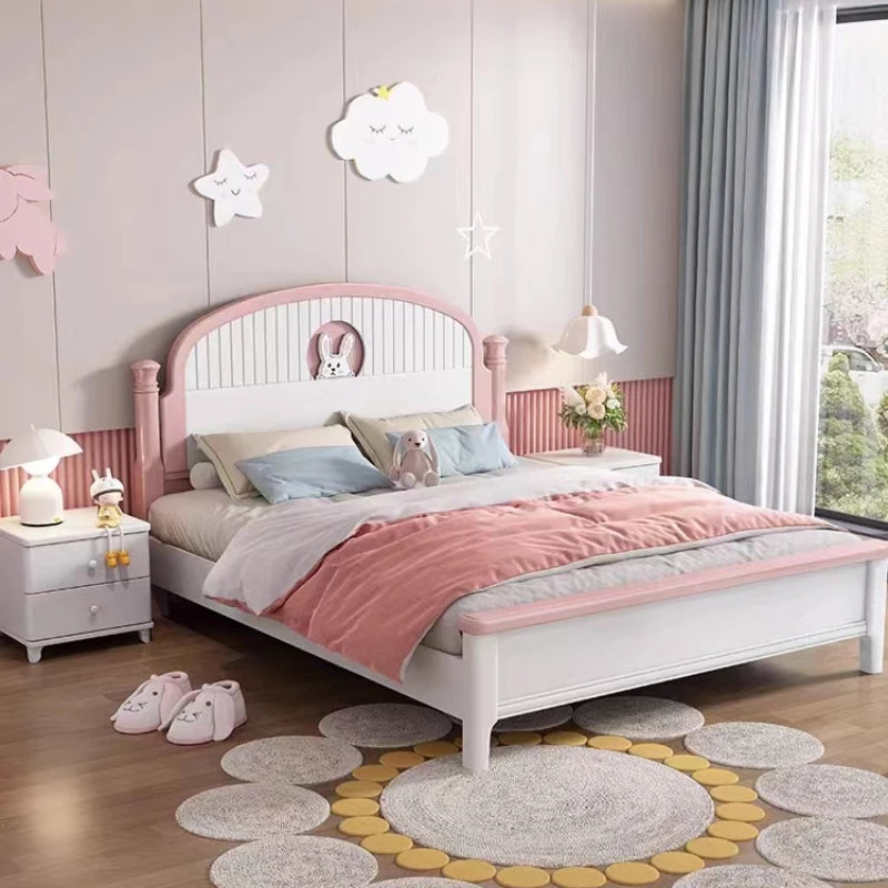 Cama infantil rosa para niñas, bonita y moderna cama de princesa cómoda, loft para niños, camas de dormitorio, muebles para el hogar