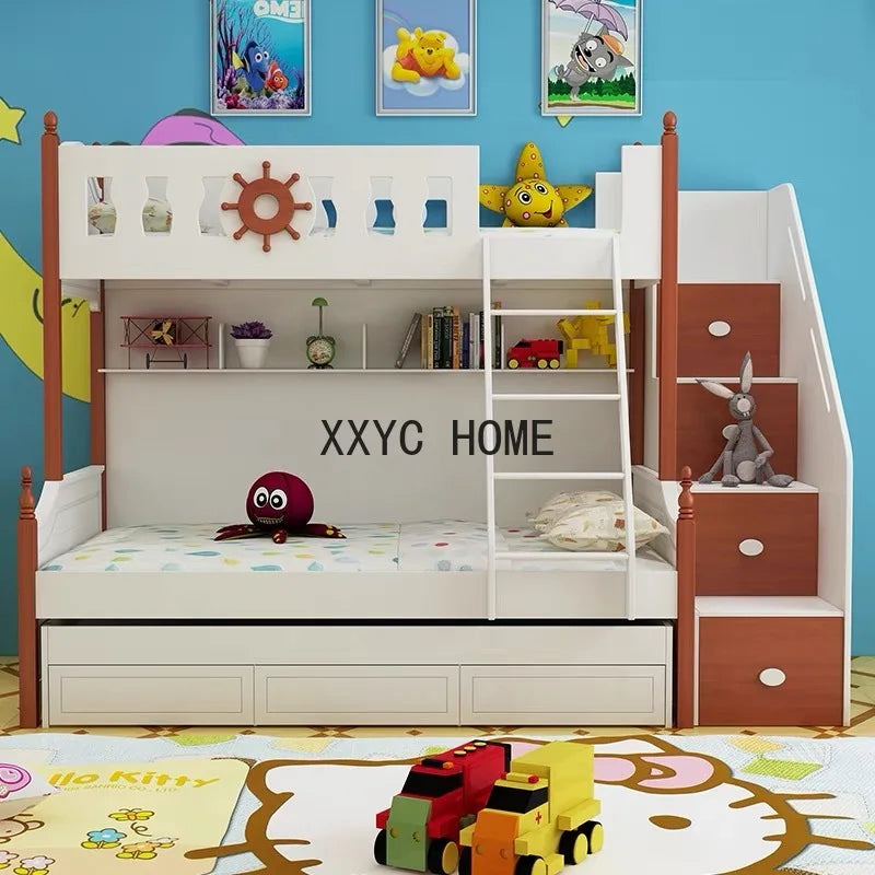 Cama infantil de madera maciza para niños y niñas, muebles modernos y creativos para el hogar, dormitorio multifunción con literas bonitas para niños