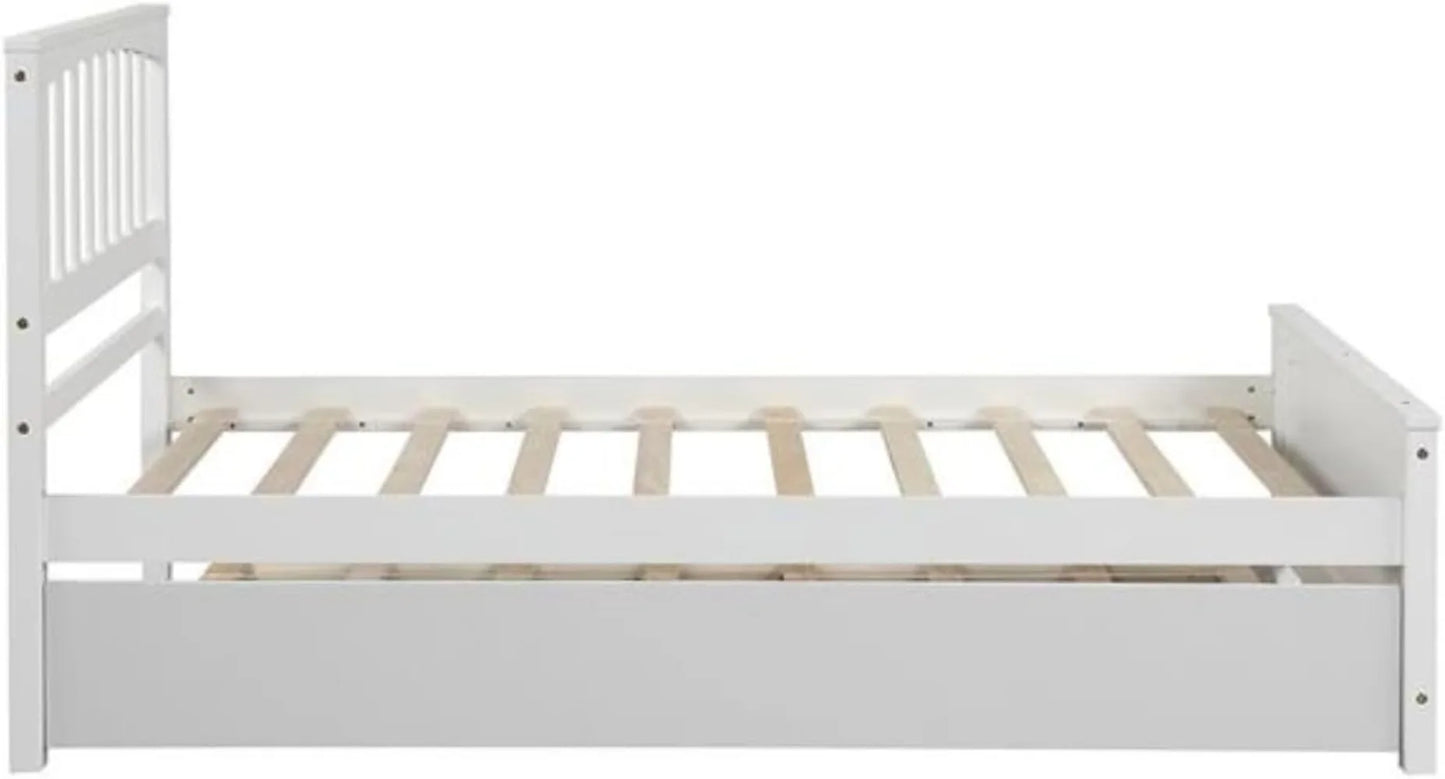 Plataforma, Cama doble, Cama infantil, Estructura de madera con cama nido, Adecuada para niños, adolescentes y adultos