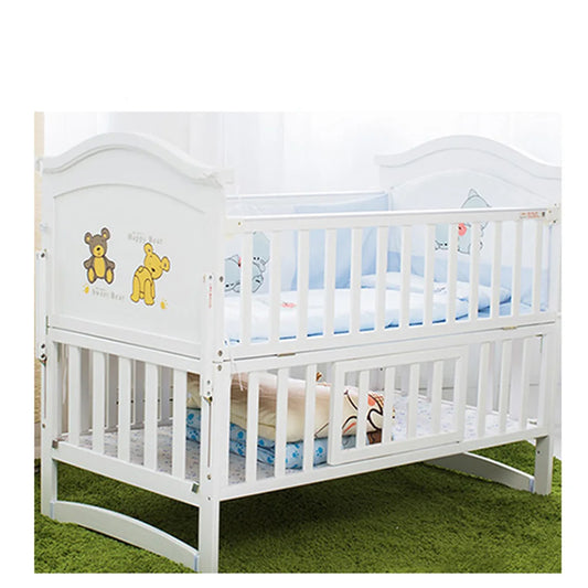 Natural Wood Baby Crib Kids Bed Multi-Function Solid Wood Infant Cradle Newborn Playpen