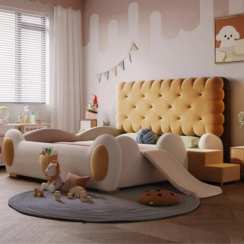 Juego de cama doble moderna y suave de princesa, colchón de lujo para niñas y niños, camas tipo loft tamaño queen, literas, sofá, muebles para el hogar