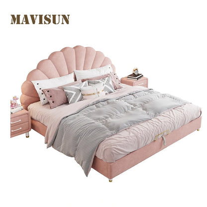 Lit pour enfant en bois massif de couleur rose, grand lit de princesse pour fille de 2 à 14 ans, ensemble de meubles de chambre à coucher pour enfant