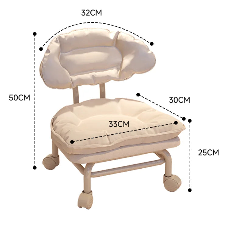 Tabouret à roulettes universel pour enfants, tabouret bas à roulettes, tabouret à langer pour chaussures de ménage avec artefact pour bébé, chaise à dossier à roulettes