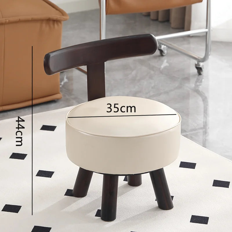 Solid Wood Rotating Stools Household Low Backrests Small Chairs Living Room Sofas Soft Bags Shoe Changing Stools Children Design