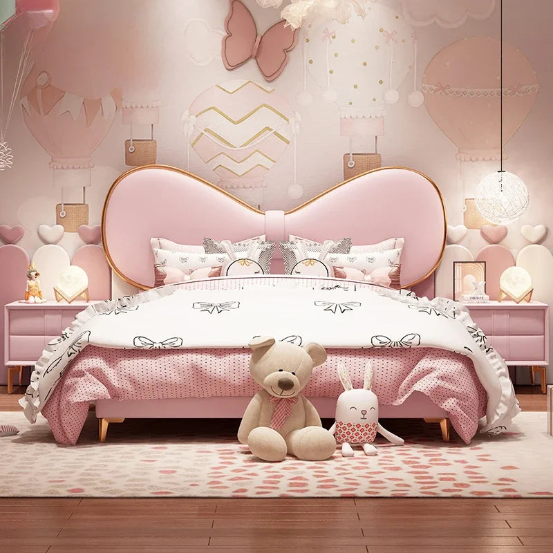 Cama doble moderna de lujo de princesa para niños y niñas, diseño Queen Loft, marcos de cama para niños, somieres y marcos de cama para bebés, muebles