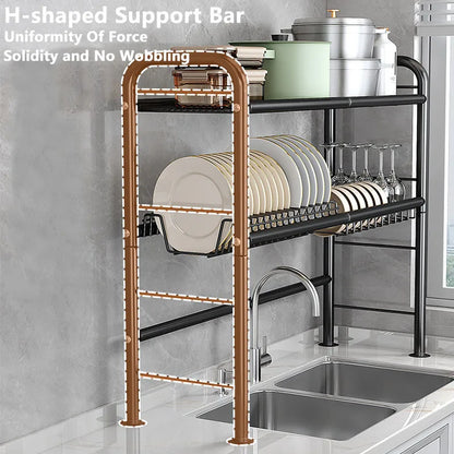 Kitchen Storage Shelf Over The Sink Dish Drying Rack Counter Dish Drying Rack Utensil Chopsticks Storage Cutting Board Organizer