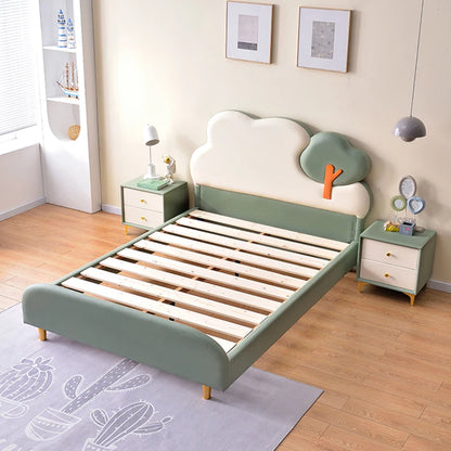 Cama individual tapizada de lujo de madera maciza para habitación de niños, cama sencilla de madera para niñas, camas modernas e inteligentes, muebles de dormitorio