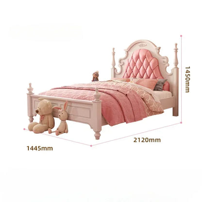 Cama infantil de lujo de princesa bonita de madera americana, bonita cama infantil moderna de color rosa, juego de dormitorio con muebles tipo loft