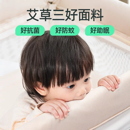 Smart crib foldable splicing queen bed movable newborn diaper table baby bed